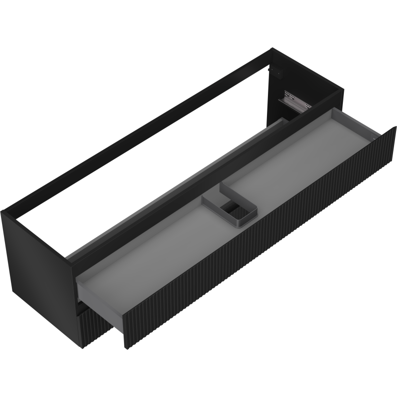 Mexen Rivel meuble de salle de bain sous-vasque 160 cm, 2 tiroirs, rainuré, noir mat - 91A20-16047-2-BFF71