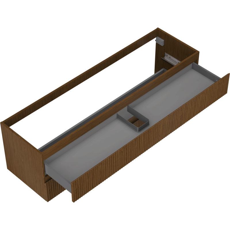 Mexen Rivel meuble de salle de bain sous-vasque 160 cm, 2 tiroirs, rainuré, noyer - 91A20-16047-2-BFF86