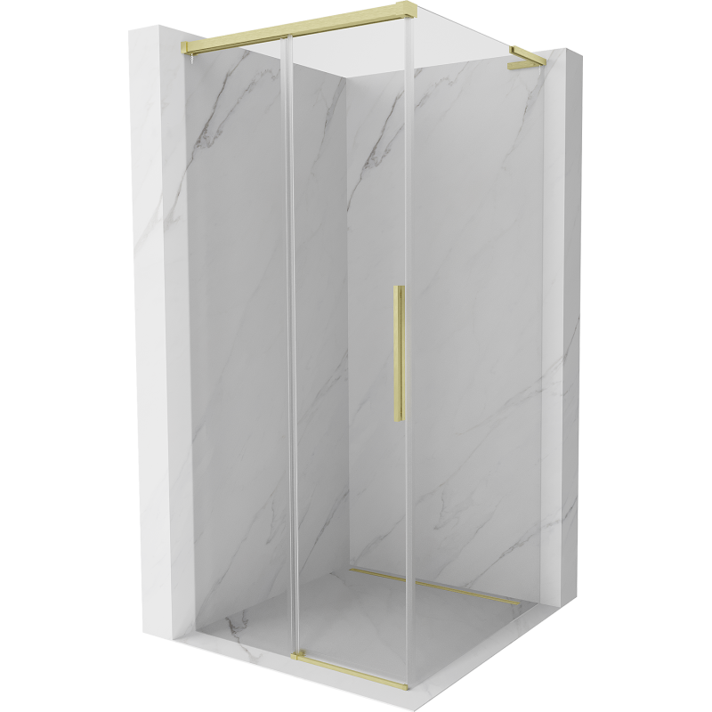 Mexen Rox L cabine de douche coulissante 100 x 100 cm, transparent, or brossé - 8C2L-100-100-55-00