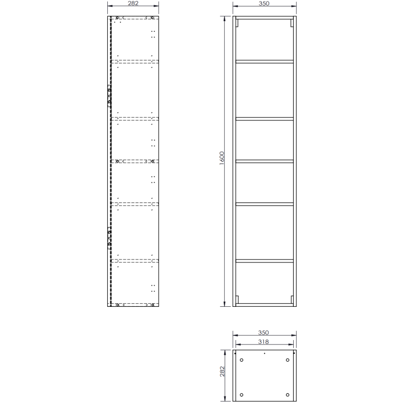 Mexen Rivel colonne de salle de bain 35 cm, 2 portes, rainuré, noir mat - 91A21-03016-2-BF71