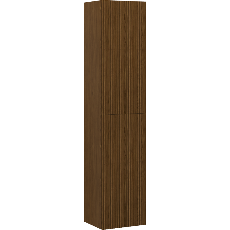 Mexen Rivel colonne de salle de bain 35 cm, 2 portes, rainurée, noyer - 91A21-03016-2-BF86