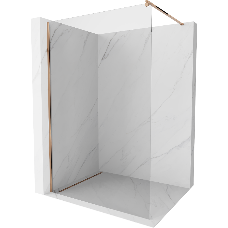 Mexen Kioto paroi de douche Walk-in 90 x 200 cm, transparent 8 mm, or rose - 800-090-101-60-00