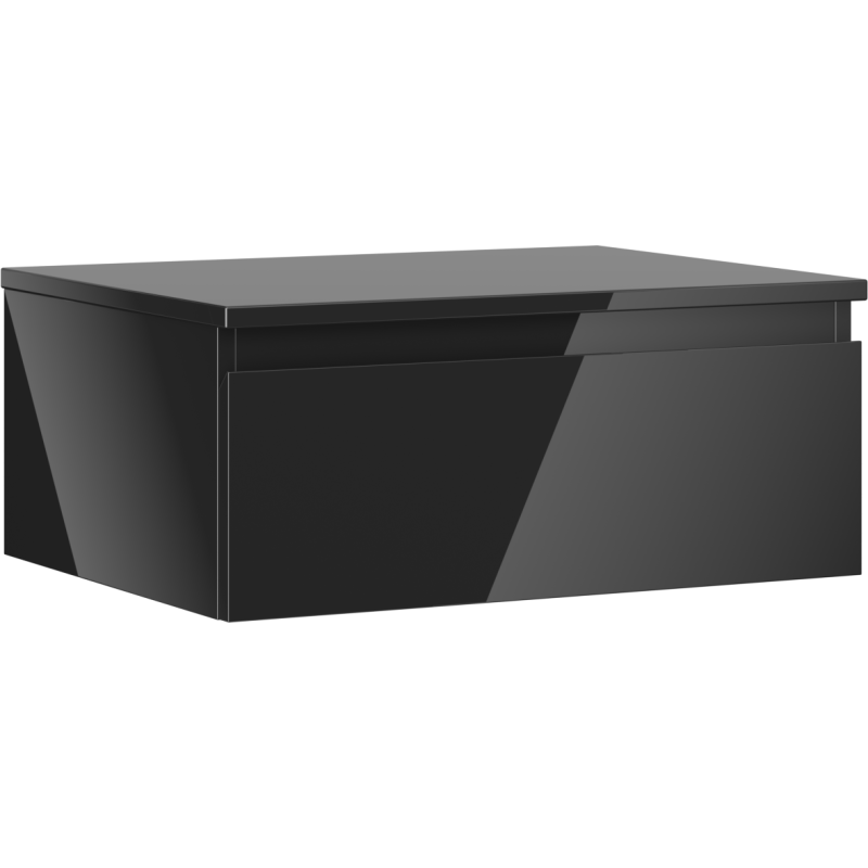 Mexen Orio armoire de salle de bains sous lavabo 60 cm avec plateau, 1 tiroir, noir brillant - 91A10-06023-1-BFC70
