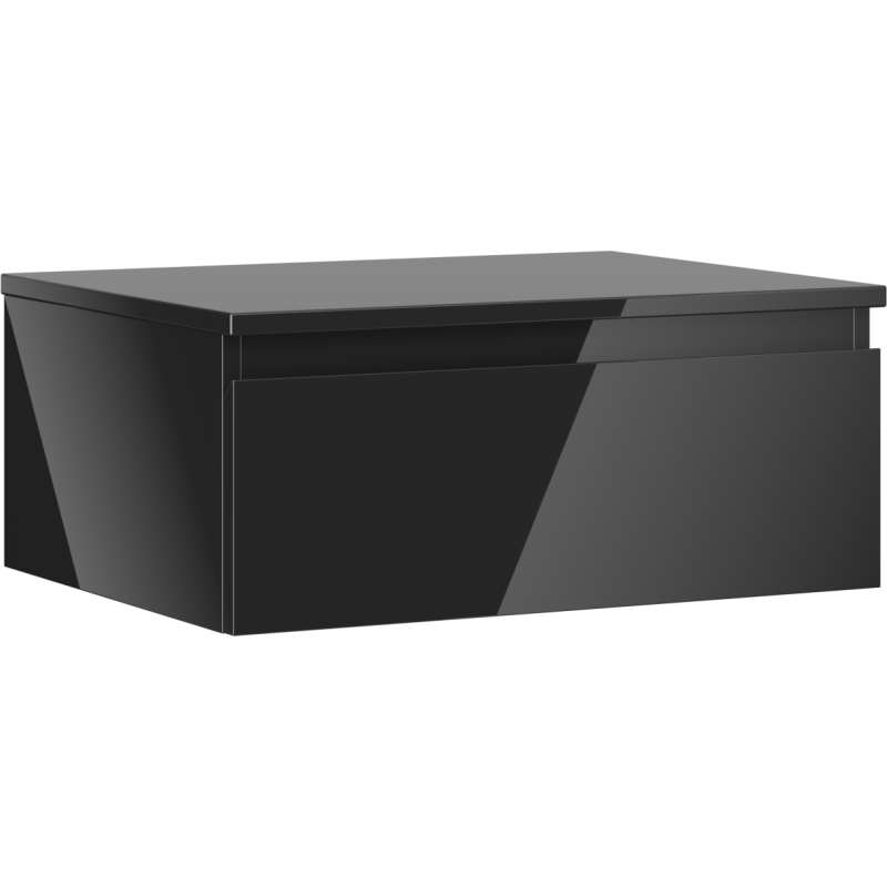 Mexen Orio meuble de salle de bain sous-lavabo 60 cm avec plateau, 1 tiroir, noir brillant - 91A10-06023-1-BFC70