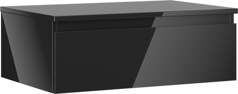 Meuble de salle de bains Mexen Orio sous lavabo 70 cm avec plateau, 1 tiroir, noir brillant - 91A10-07023-1-BFC70