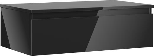 Mexen Orio meuble de salle de bain dessous de lavabo 80 cm avec plateau, 1 tiroir, noir brillant - 91A10-08023-1-BFC70