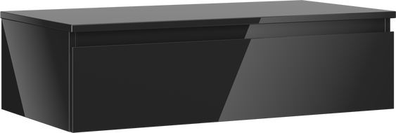 Mexen Orio meuble de salle de bain sous lavabo 90 cm avec plateau, 1 tiroir, noir brillant - 91A10-09023-1-BFC70