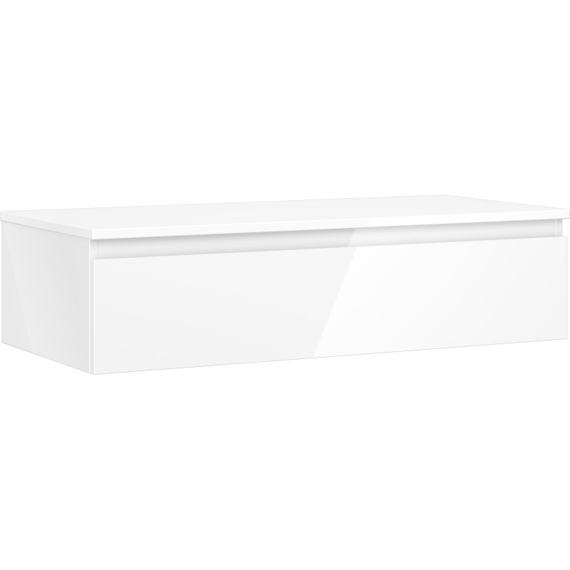 Mexen Orio armoire de salle de bain sous lavabo 100 cm avec plan de travail, 1 tiroir, blanc brillant - 91A10-10023-1-BFC00