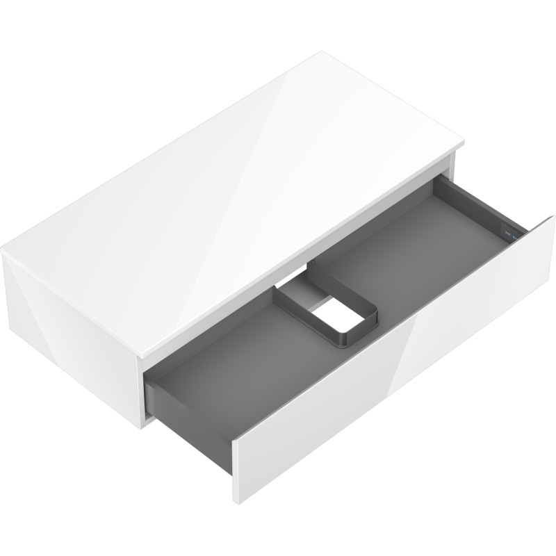 Mexen Orio armoire de salle de bain sous lavabo 100 cm avec plan de travail, 1 tiroir, blanc brillant - 91A10-10023-1-BFC00