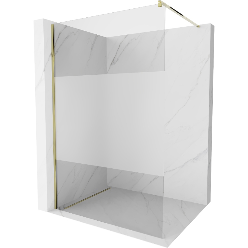 Mexen Kioto paroi de douche Walk-in 90 x 200 cm, transparent/givré 8 mm, or - 800-090-101-50-35