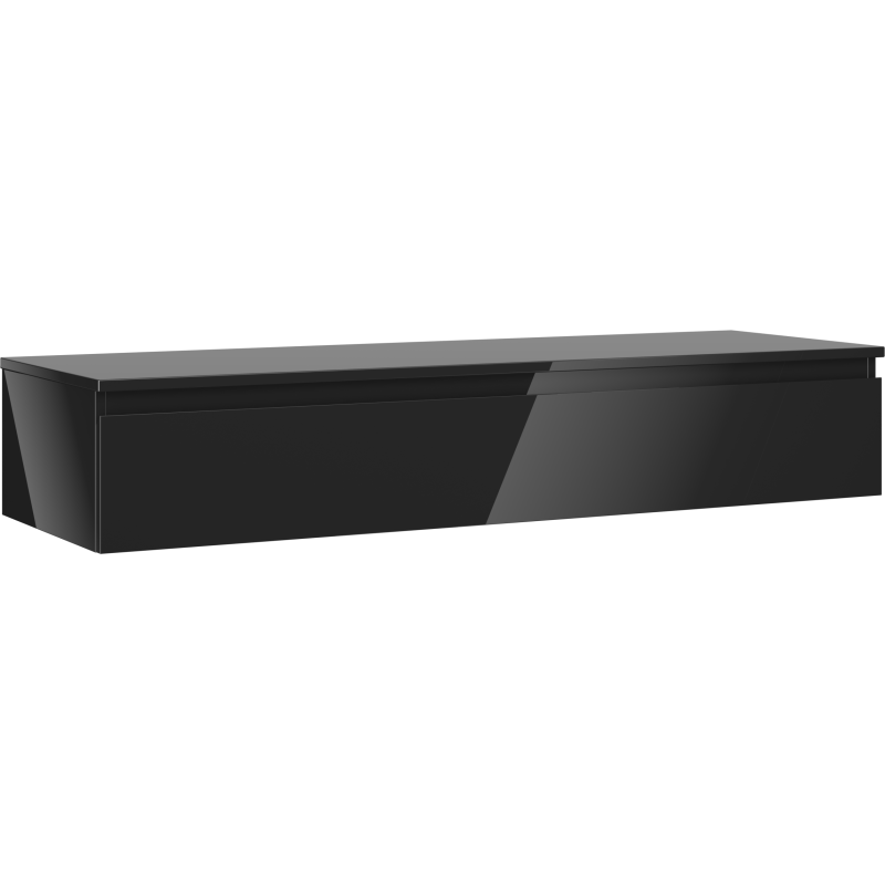 Mexen Orio meuble de salle de bain sous-lavabo 140 cm avec plateau, 1 tiroir, noir brillant - 91A10-14023-1-BFC70
