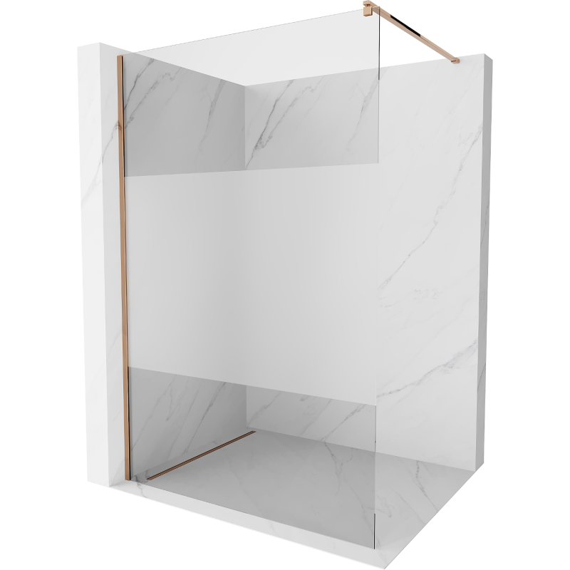 Mexen Kioto paroi de douche Walk-in 100 x 200 cm, transparent/givre 8 mm, or rose - 800-100-101-60-35