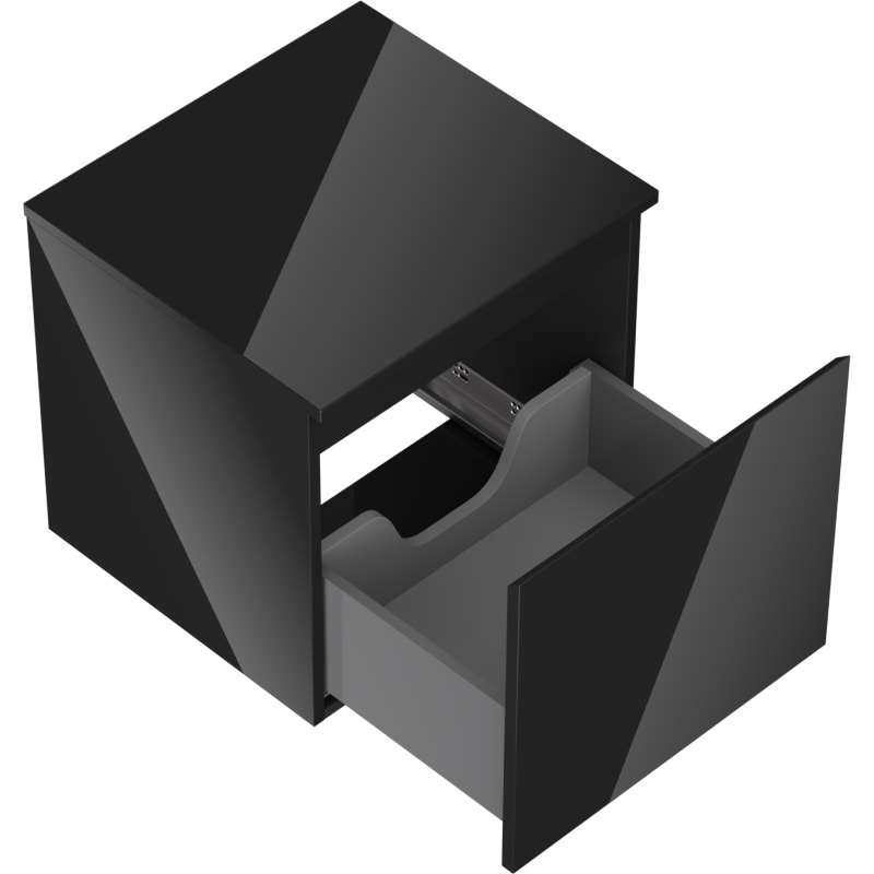 Mexen Orio meuble de salle de bains sous lavabo 50 cm avec plateau, 1 tiroir, noir brillant - 91A10-05047-1-BFC70