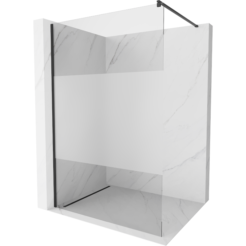 Mexen Kioto paroi de douche Walk-in 80 x 200 cm, transparent/givré 8 mm, noir - 800-080-101-70-35