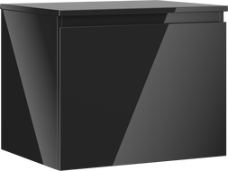 Mexen Orio meuble de salle de bain sous lavabo 60 cm avec plateau, 1 tiroir, noir brillant - 91A10-06047-1-BFC70