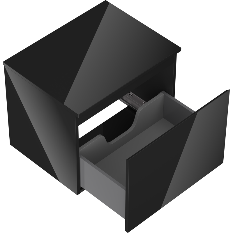 Mexen Orio meuble de salle de bains sous-lavabo 60 cm avec plateau, 1 tiroir, noir brillant - 91A10-06047-1-BFC70