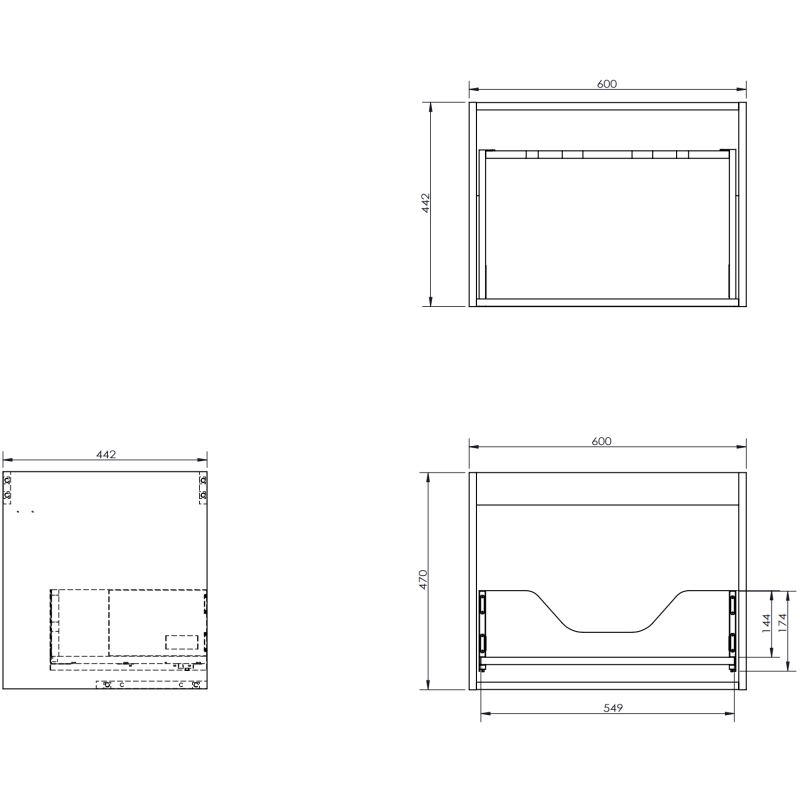 Mexen Orio meuble de salle de bain sous lavabo 60 cm avec plateau, 1 tiroir, noir mat - 91A10-06047-1-BFC71