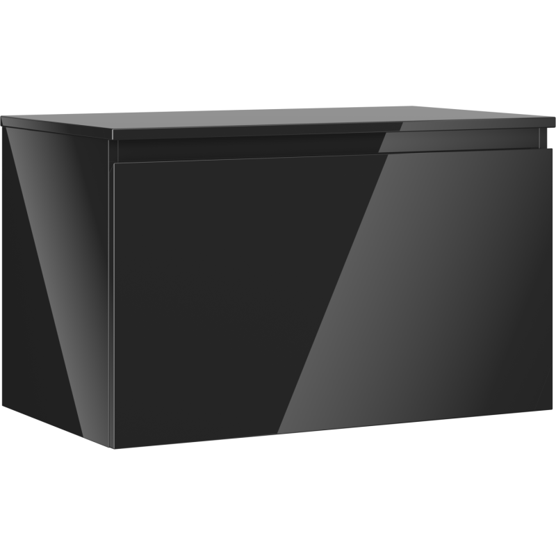 Mexen Orio meuble sous-lavabo de salle de bain 80 cm avec plateau, 1 tiroir, noir brillant - 91A10-08047-1-BFC70