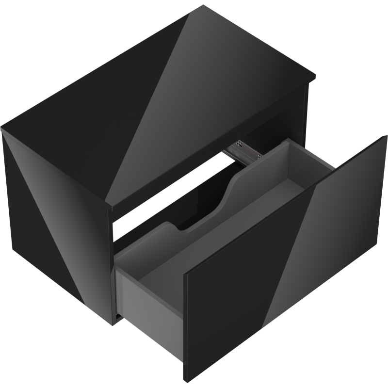 Mexen Orio armoire de salle de bain sous-lavabo 80 cm avec plateau, 1 tiroir, noir brillant - 91A10-08047-1-BFC70