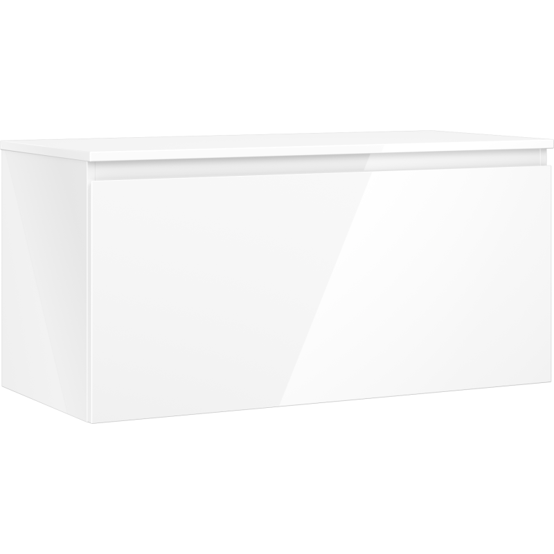 Mexen Orio meuble de salle de bain sous lavabo 100 cm avec plateau, 1 tiroir, blanc brillant - 91A10-10047-1-BFC00