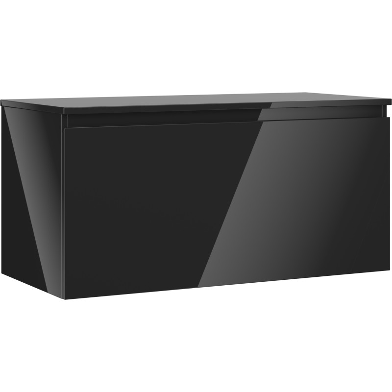 Mexen Orio meuble de salle de bain sous lavabo 100 cm avec plateau, 1 tiroir, noir brillant - 91A10-10047-1-BFC70
