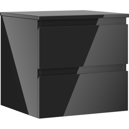 Mexen Orio meuble de salle de bain sous lavabo 50 cm avec plateau, 2 tiroirs, noir brillant - 91A10-05047-2-BFFC70