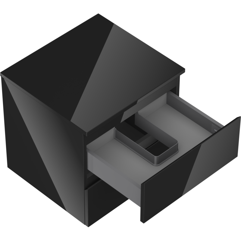 Mexen Orio meuble de salle de bain sous lavabo 50 cm avec plateau, 2 tiroirs, noir brillant - 91A10-05047-2-BFFC70