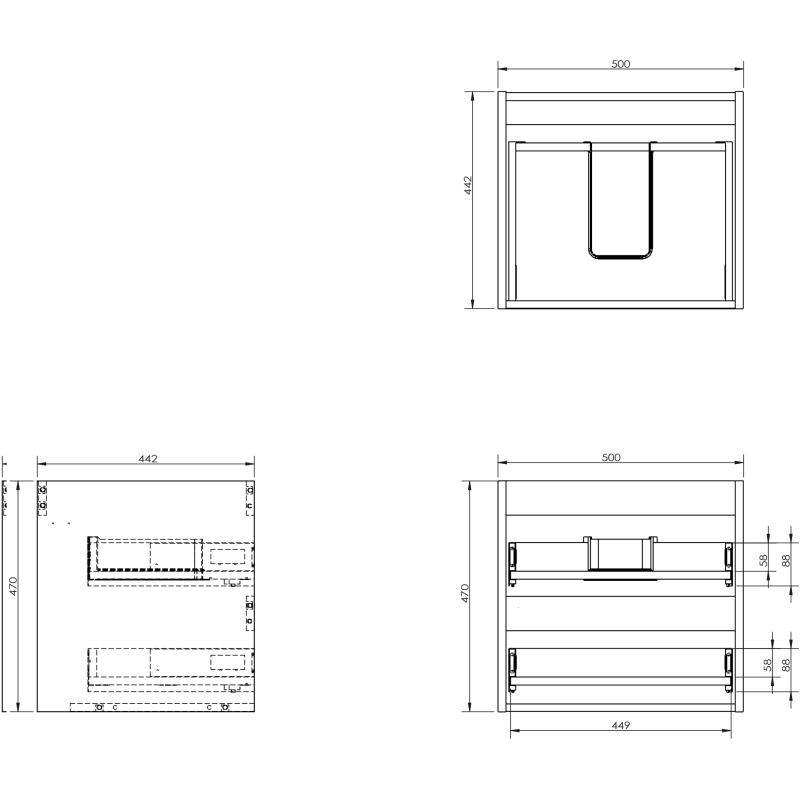 Mexen Orio armoire de salle de bains sous lavabo 50 cm avec plateau, 2 tiroirs, noir mat - 91A10-05047-2-BFFC71