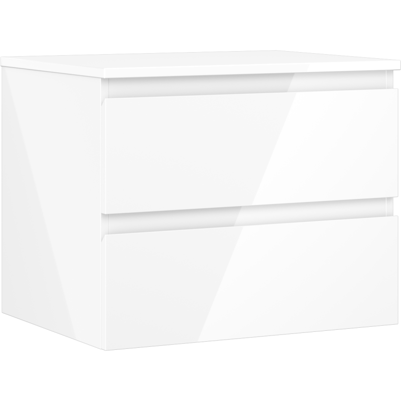 Mexen Orio meuble de salle de bains sous-lavabo 60 cm avec plateau, 2 tiroirs, blanc brillant - 91A10-06047-2-BFFC00
