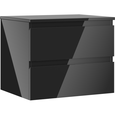 Mexen Orio meuble de salle de bain sous-vasque 60 cm avec plateau, 2 tiroirs, noir brillant - 91A10-06047-2-BFFC70