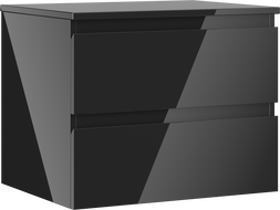 Mexen Orio meuble de salle de bain sous-vasque 60 cm avec plateau, 2 tiroirs, noir brillant - 91A10-06047-2-BFFC70