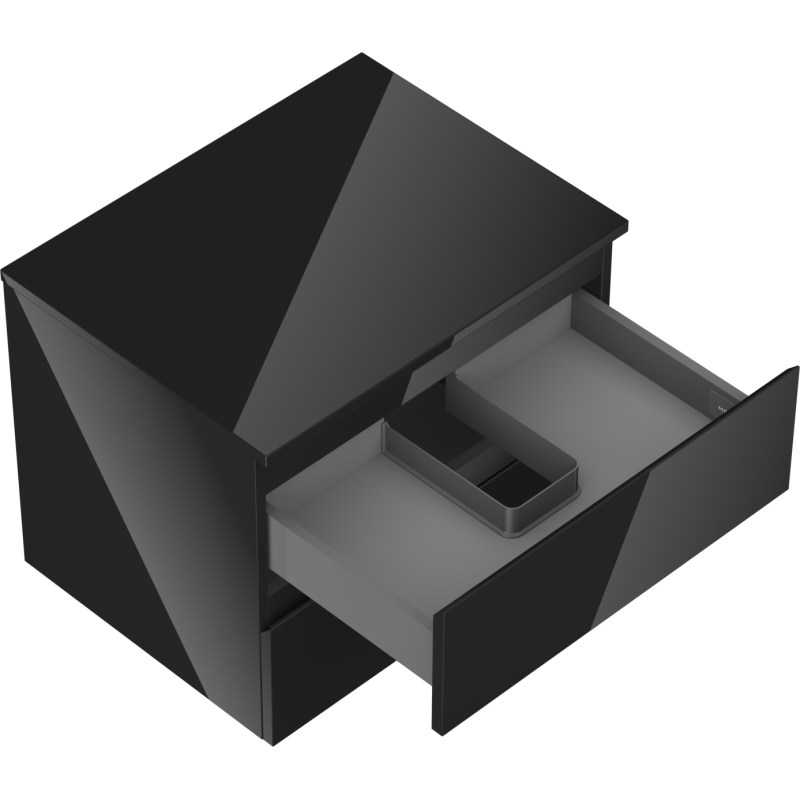 Mexen Orio armoire de salle de bain sous lavabo 60 cm avec plateau, 2 tiroirs, noir brillant - 91A10-06047-2-BFFC70