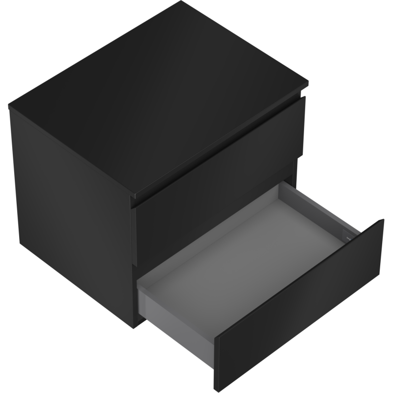 Mexen Orio armoire de salle de bain sous lavabo 60 cm avec plateau, 2 tiroirs, noir mat - 91A10-06047-2-BFFC71