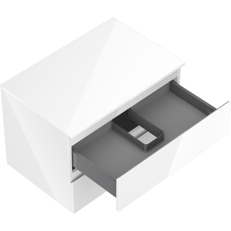 Mexen Orio armoire de salle de bain sous-lavabo 70 cm avec plateau, 2 tiroirs, blanc brillant - 91A10-07047-2-BFFC00