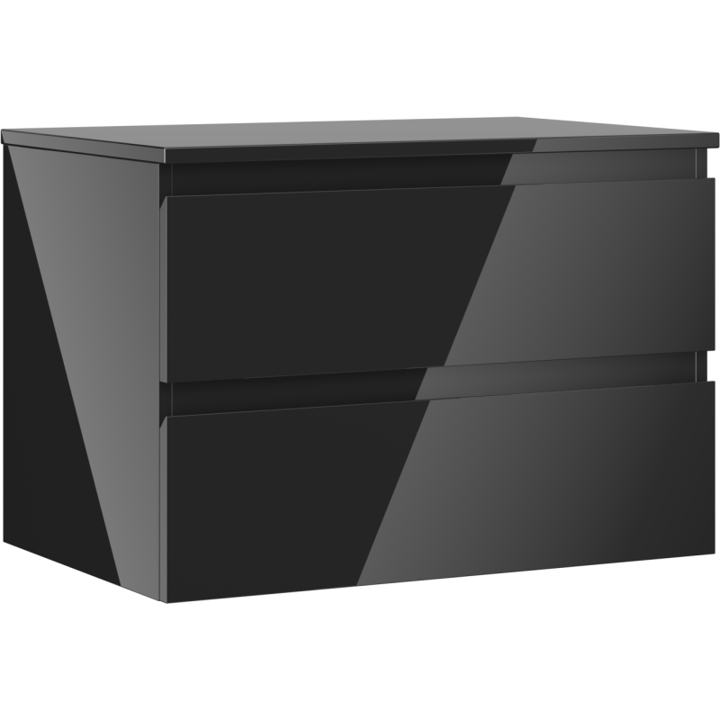 Mexen Orio meuble de salle de bain sous-vasque 70 cm avec plan de travail, 2 tiroirs, noir brillant - 91A10-07047-2-BFFC70