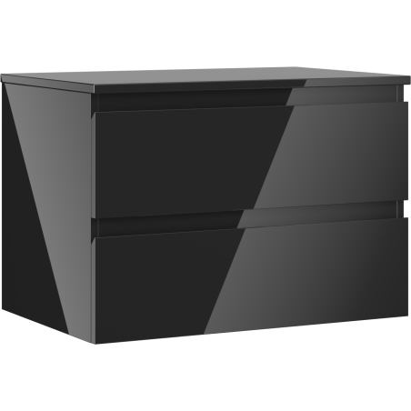 Mexen Orio meuble de salle de bain sous-vasque 70 cm avec plan de travail, 2 tiroirs, noir brillant - 91A10-07047-2-BFFC70