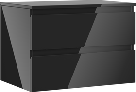 Mexen Orio meuble de salle de bain sous-vasque 70 cm avec plan de travail, 2 tiroirs, noir brillant - 91A10-07047-2-BFFC70