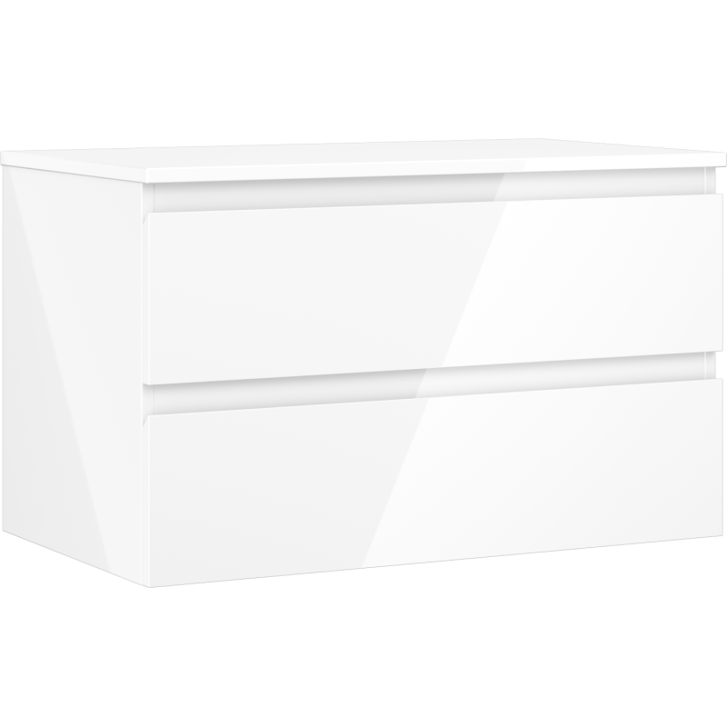 Mexen Orio meuble de salle de bain sous lavabo 80 cm avec plateau, 2 tiroirs, blanc brillant - 91A10-08047-2-BFFC00