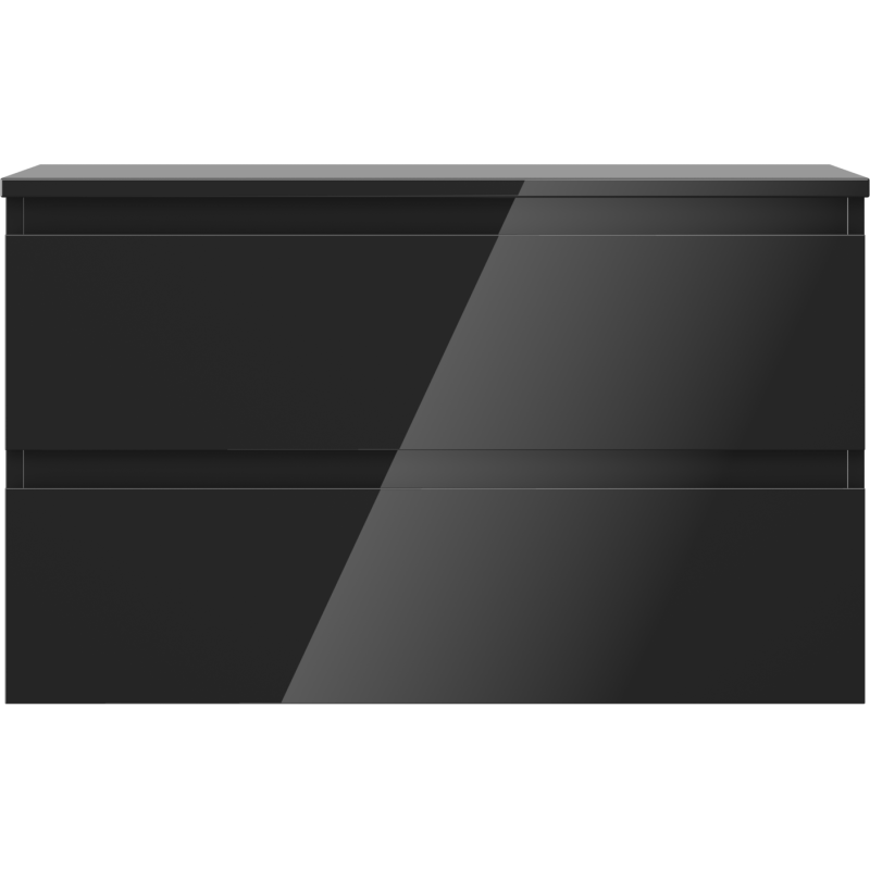 Mexen Orio armoire de salle de bain sous-lavabo 80 cm avec plan, 2 tiroirs, noir brillant - 91A10-08047-2-BFFC70