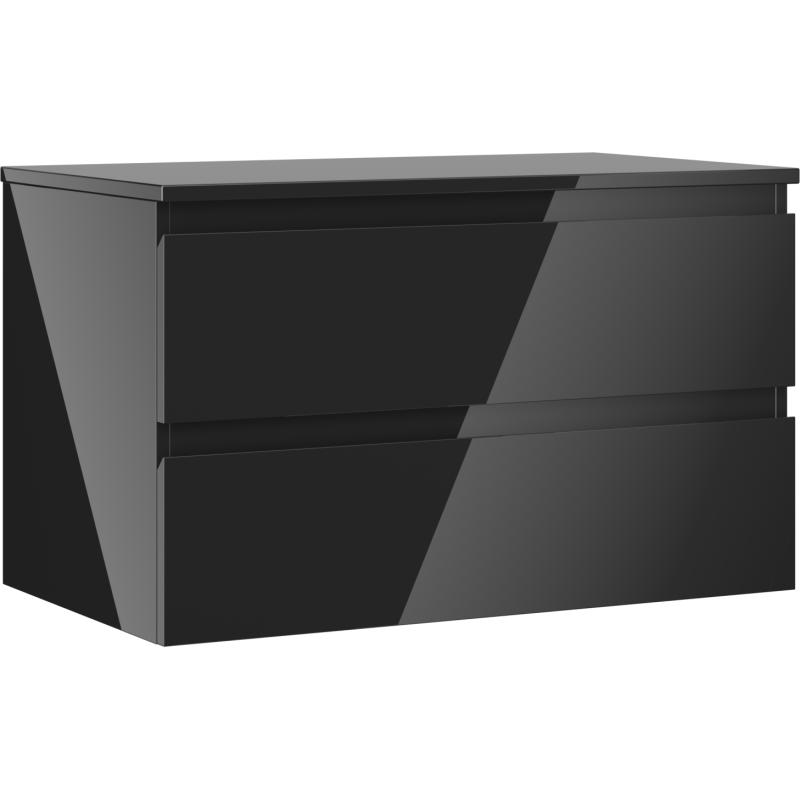 Mexen Orio armoire de salle de bain sous-lavabo 80 cm avec plan, 2 tiroirs, noir brillant - 91A10-08047-2-BFFC70