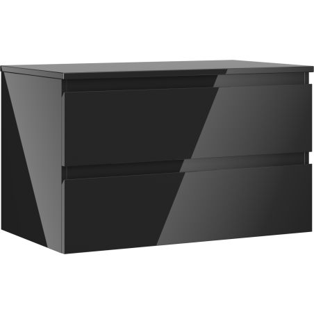 Mexen Orio armoire de salle de bain sous-lavabo 80 cm avec plan, 2 tiroirs, noir brillant - 91A10-08047-2-BFFC70