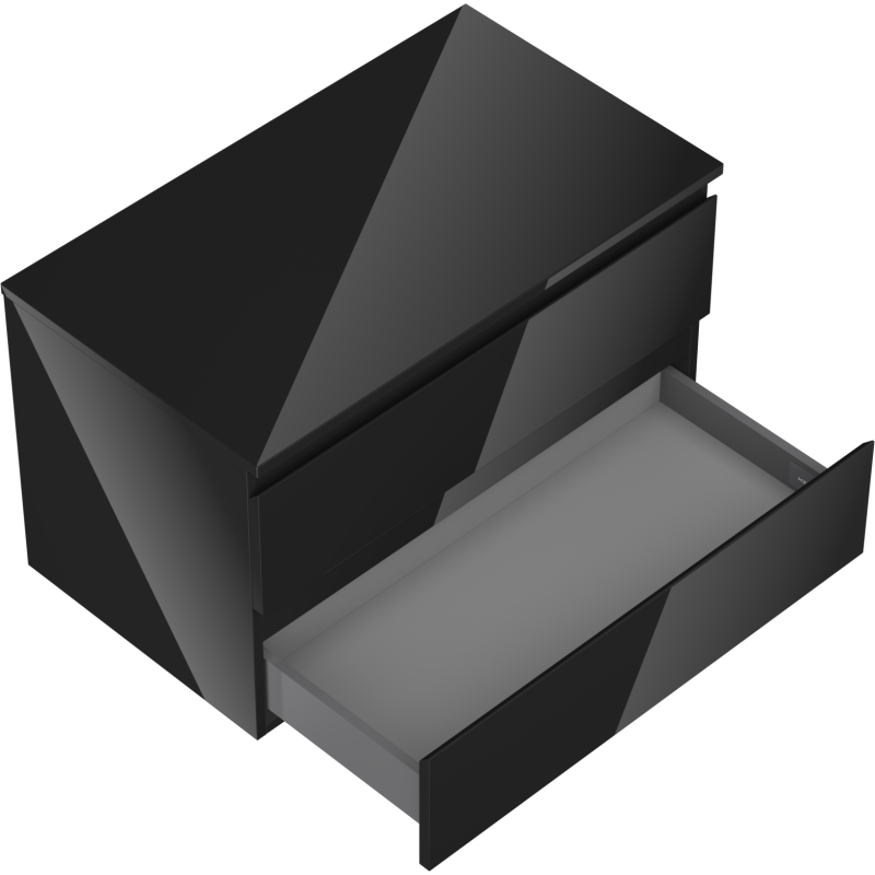 Mexen Orio armoire de salle de bain sous-lavabo 80 cm avec plan, 2 tiroirs, noir brillant - 91A10-08047-2-BFFC70