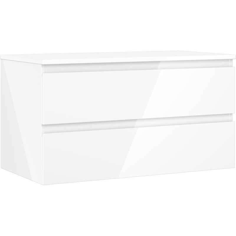 Mexen Orio meuble de salle de bains sous-lavabo 90 cm avec plateau, 2 tiroirs, blanc brillant - 91A10-09047-2-BFFC00