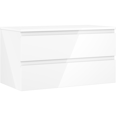 Mexen Orio meuble de salle de bain sous-lavabo 90 cm avec plateau, 2 tiroirs, blanc brillant - 91A10-09047-2-BFFC00
