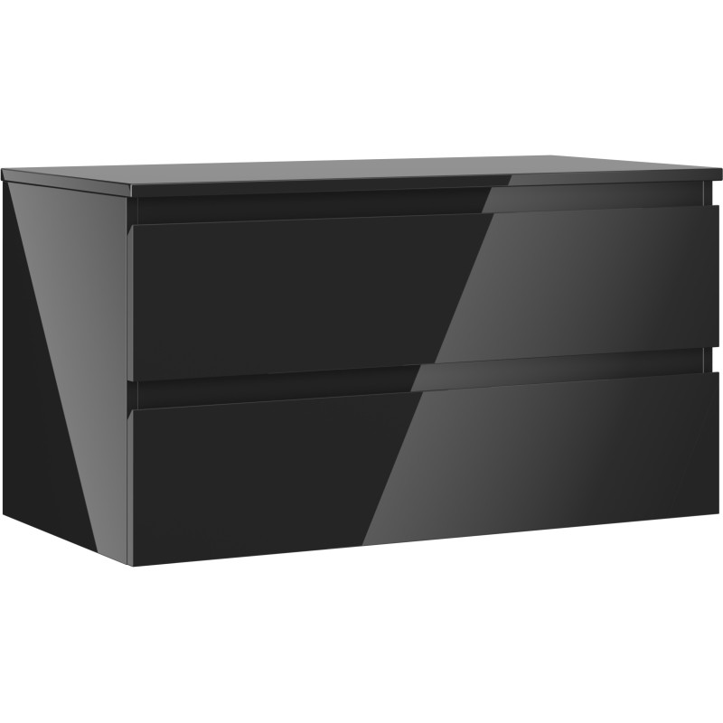 Mexen Orio meuble de salle de bain sous-vasque 90 cm avec plateau, 2 tiroirs, noir brillant - 91A10-09047-2-BFFC70