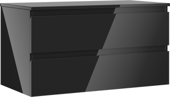 Mexen Orio meuble de salle de bain sous-vasque 90 cm avec plateau, 2 tiroirs, noir brillant - 91A10-09047-2-BFFC70