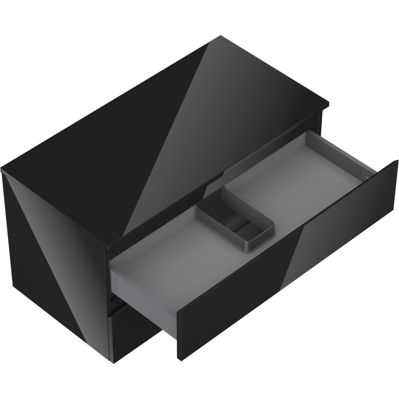 Mexen Orio meuble de salle de bain sous-vasque 90 cm avec plateau, 2 tiroirs, noir brillant - 91A10-09047-2-BFFC70