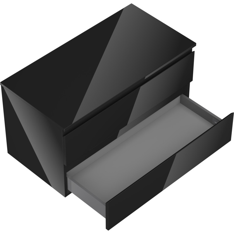 Mexen Orio meuble de salle de bain sous-vasque 90 cm avec plateau, 2 tiroirs, noir brillant - 91A10-09047-2-BFFC70