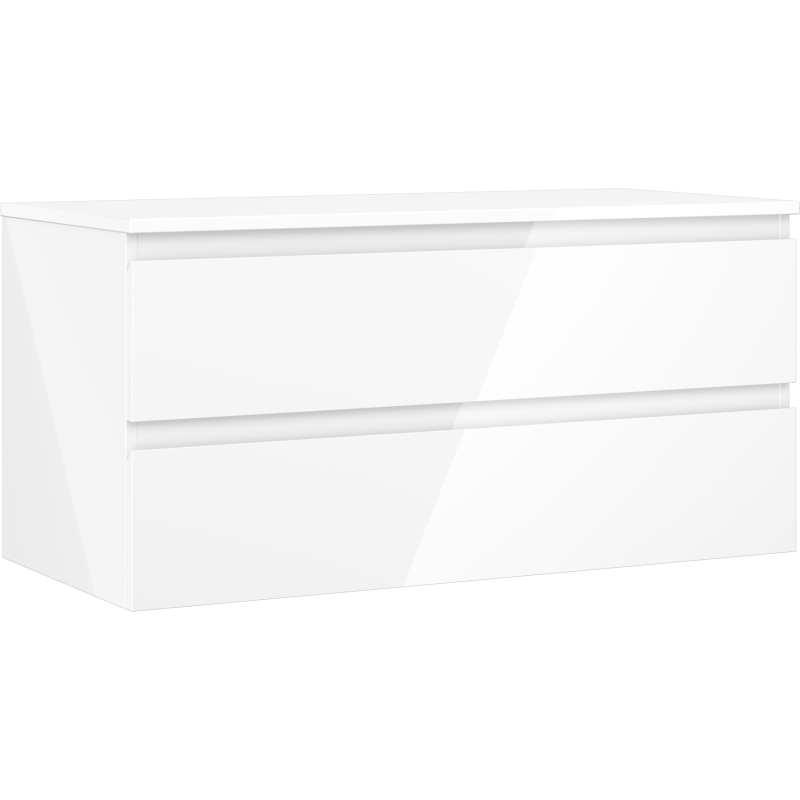 Mexen Orio meuble de salle de bain sous-lavabo 100 cm avec plateau, 2 tiroirs, blanc brillant - 91A10-10047-2-BFFC00