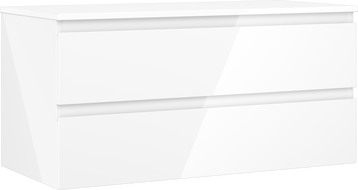 Mexen Orio meuble de salle de bain sous-lavabo 100 cm avec plateau, 2 tiroirs, blanc brillant - 91A10-10047-2-BFFC00